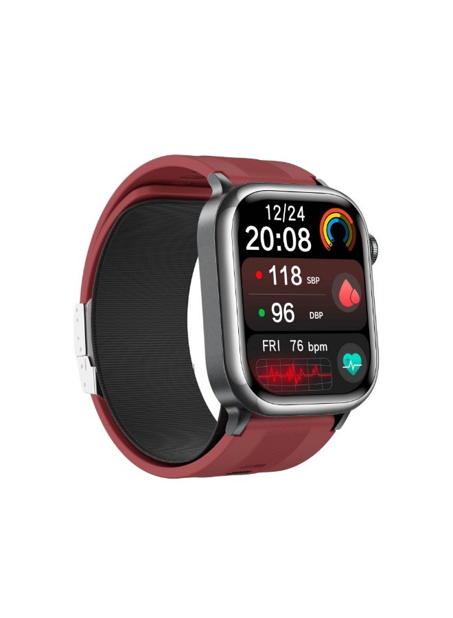 Domars Smart Watch for Women Men,Sports Modes Smartwatch with 2.06" HD Touchsreen, with Real-Time Monitoring of Heart Rate, Blood Oxygen, Body Temperature, Blood Pressure, Sleep Auality and Stress Levels.Bluetooth Call & Music Control Fitness Watch for iPhone/Android (Red) - Image 2
